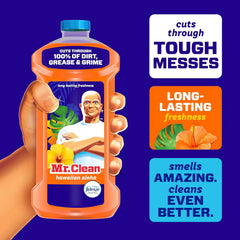 Mr. Clean All Purpose Cleaner, Mop Soap, Floor Cleaner for Mopping Home, Bathroom, & Kitchen, Cleaning Liquid for Mop & Bucket, Cleaning Supplies, Multi-Surface Dilutable, Hawaiian Aloha, 41oz
