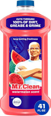 Mr. Clean All Purpose Cleaner, Mop Soap, Floor Cleaner for Mopping Home, Bathroom, & Kitchen, Cleaning Liquid for Mop & Bucket, Cleaning Supplies, Multi-Surface Dilutable, Watermelon, 41oz