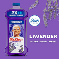 Mr. Clean All Purpose Cleaner, Floor Cleaner for Mopping Home, Bathroom, & Kitchen, Cleaning Liquid for Mop & Bucket, Cleaning Supplies, Multi-Surface Dilutable, Lavender, 41oz, Pack of 4