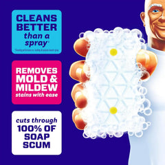 Mr. Clean Magic Eraser Sponge, Bathroom Cleaner, Shower Cleaner, Tub Cleaner, Soap Scum Remover, Bathroom Cleaning Supplies, Dawn Cleaning Power with Lemon Scent, 2 in 1 Bath, 5ct