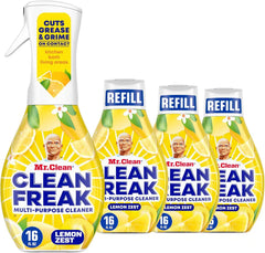 Mr. Clean Clean Freak Multi Surface Cleaning Spray, Deep Cleaning Mist Starter Kit and Refill Bundle, Lemon Zest Scent, 64 fl oz